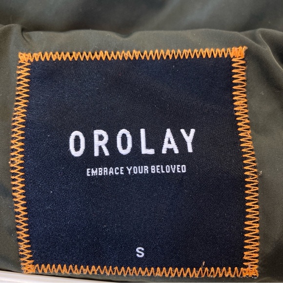 Orolay Down Puffer Jacket Womens Small Green Hooded Long Full Zip Snap Pockets - Picture 12 of 15